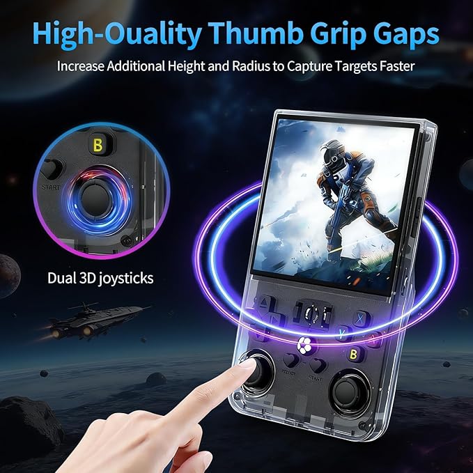 DVJQSN R36MAX Retro Handheld Game Console, 4.0 Inch Screen, 64GB, 18000+ Games, Linux System, 4000mAh Battery (Gray, 64, GB)
