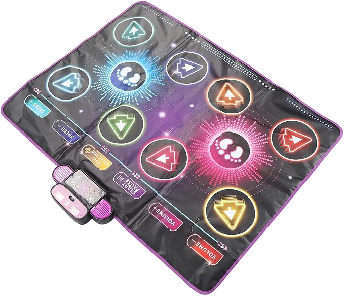CHICIRIS Electronic Dance Mat for Kids, Built in Music Interactive Dance Game Pad with Dual Player Mode for Home Use, Polyester Fiber Material