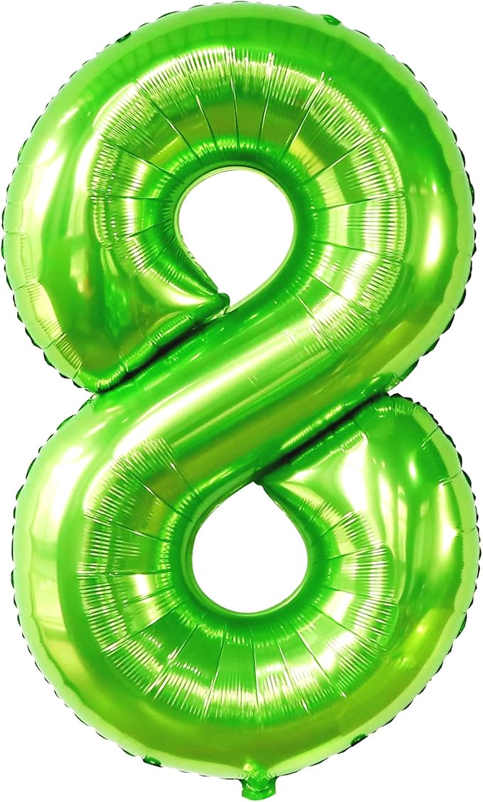 KatchOn, Light Green Number 8 Balloon - 40 Inch | Green Neon 8 balloon Number for 8th Birthday Decorations Boy | Number 8 Green Happy Birthday Balloons for 8th Anniversary Decorations