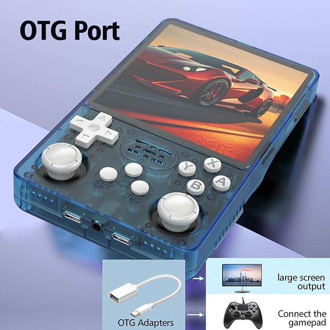 R36Plus Retro Handheld Gaming Console, Portable Retro Game Console,4.0" IPS Screen, Support 15000+ Games/26+ Emulator, Handheld Emulator(Transparent Purple/64G)