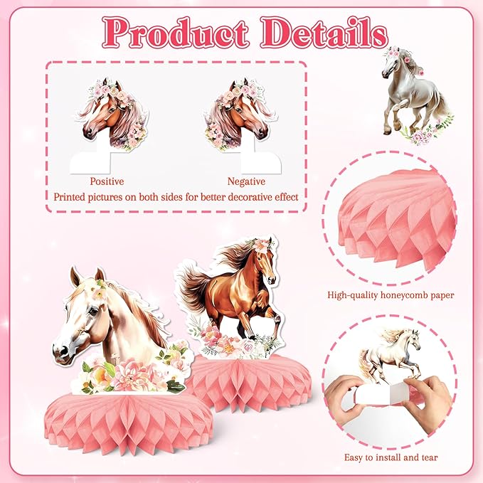 9 PCS Cowgirl Party Decorations,KSKSPE Cowgirl Honeycomb Centerpieces for Tables Centerpieces,3D Cowgirl & Horse Theme Party Decor Supplies Boys Girls