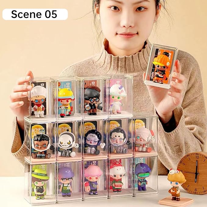 Clear Display Case for Figures, Acrylic Storage Organizers Box, Stackable Dustproof Showcase for Collectibles Action Figure(6Pack, Small)