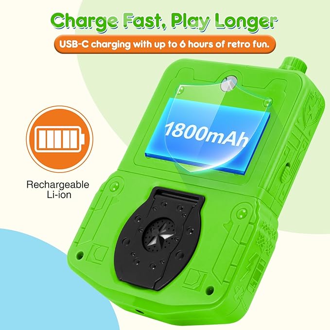 Retro Handheld Game Console for Kids, Built-in 220 Classic Games, 3.5'' IPS HD Screen, Portable Video Game Player with Rechargeable Battery, Perfect Travel Gift Toy for Boys Girls Ages 3-12 (Green)
