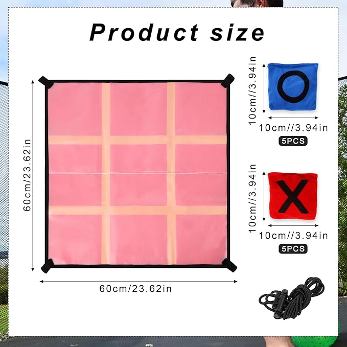 Toe Bean Bag Toss Games, Trampoline Game Accessory with Toe Frame Back Panel 10 Bean Bag for Kids Adults Family Outside & Indoor Recreation Supplies