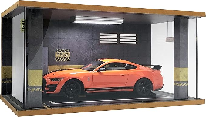 Display Case for 1/18 Diecast Cars,Acrylic Display Case for 1/12 Scale Toy Motorcyle with LED Lighting,D5-3 Open Side Grey