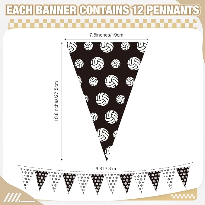 Jetec 5 Pcs 49 ft Volleyball Party Decorations Pennant Banner Theme Triangle Flags Garland Bunting Banner for Volleyball Fans Outdoor Indoor Home Sport Birthday Party Decorations Supplies