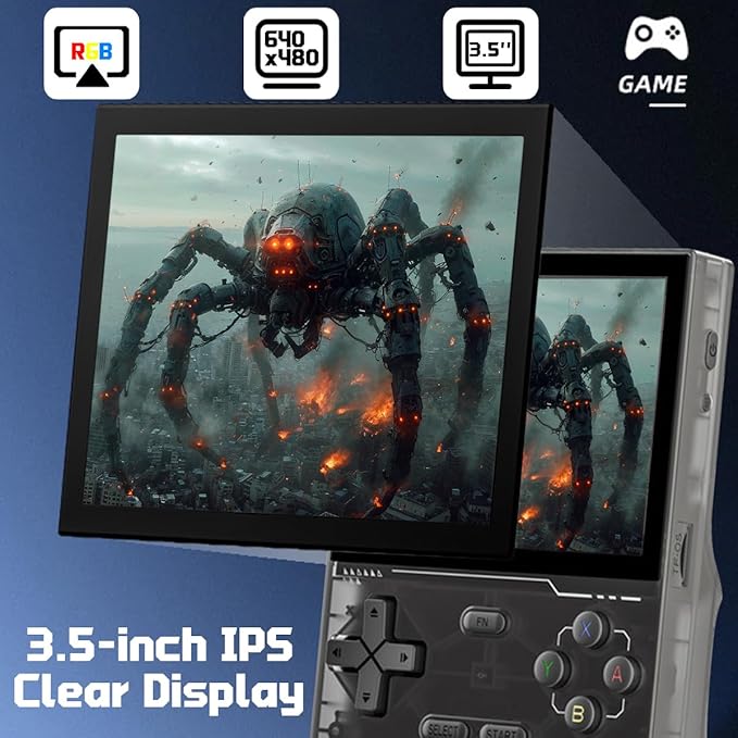 K36 3.5-in Handheld Game Console 640*480 IPS Screen 3500mAh Linux-opensource System with Portable Case Black Transparent