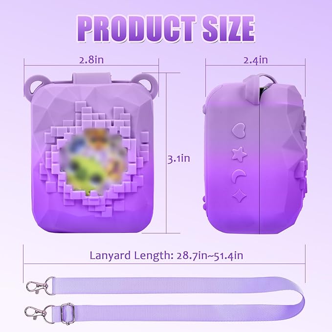 Silicone Cover Case Compatible with Bitzee Magicals Interactive Toy Digital Pet, Protective Sleeve Skin with Detachable Shoulder Strap for Bitzee Virtual Electronic Pets & Accessories(Bag Only)-Purple