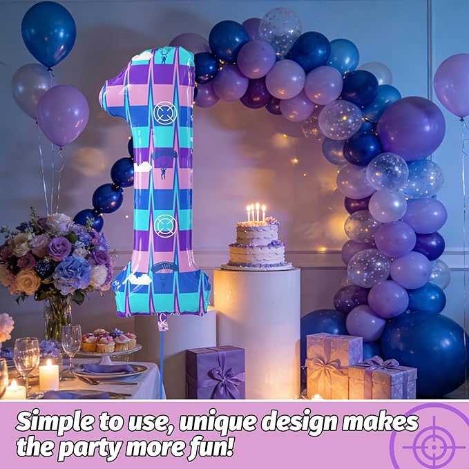 40 Inch Video Game Theme Number 1 Balloons Large Birthday Party Number Balloons Piñata Gaming for Kids Battle Boys Birthday Party Decoration Supplies