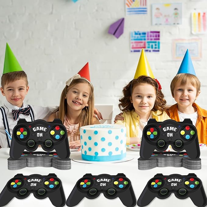 CHUNNIN 50 PCS Video Games Party Plates Gaming Dessert Disposable Plates for Kids Video Game Themed Party Supplies Game On Paper Tableware Birthday Decorations Supplies