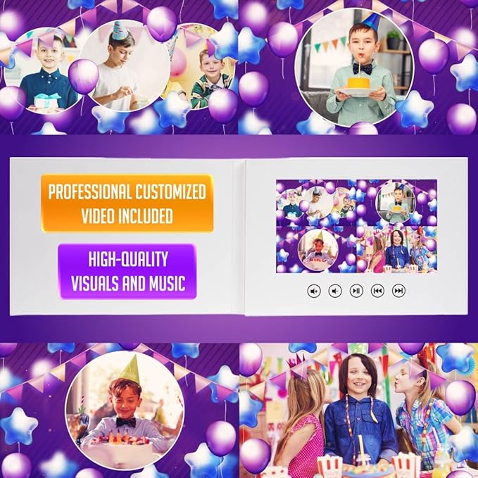 Create Your Own Boys Birthday Video Card – Upload Photos for Custom Gift – Personalized Slideshow – 7” HD Display, 4GB, Long Battery Life, USB Cable Included