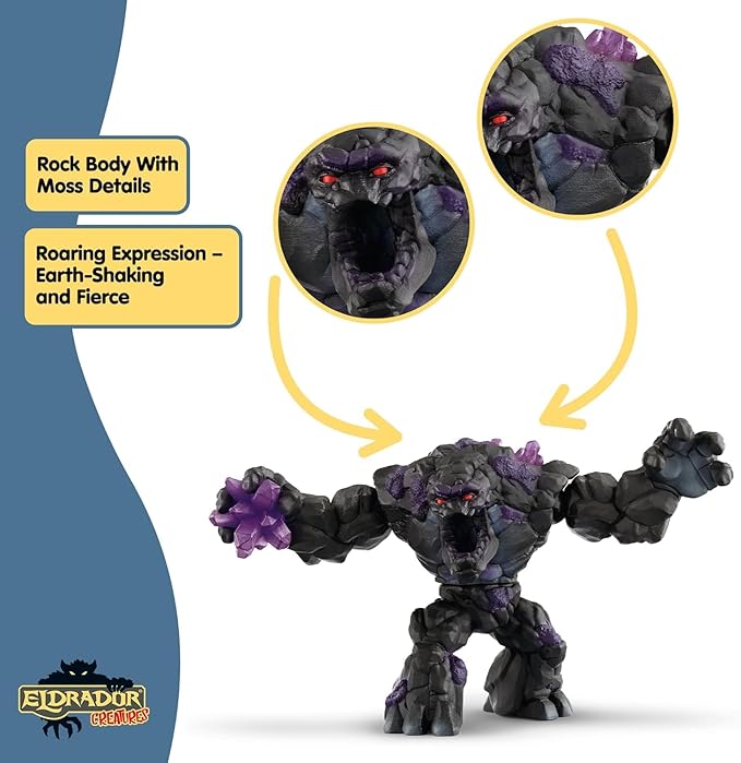 Schleich Eldrador Creatures - Shadow Stone Monster Toy with Movable Arms and Jaw - 9” Giant Beast Figurine with Rotating Body - Battle Stone Action Figure for Boys, Girls - Kids Ages 7+ | 70158