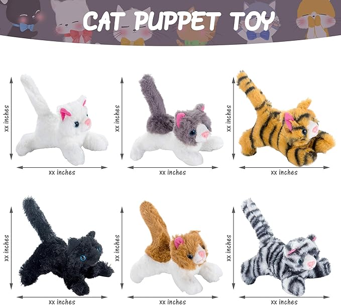 PASSIONFRUIT Plush Stuffed Toy Cat Set – Set of 6 Stuffed Toys for Kids – 6 Inches Long – Bright & Vibrant Colors – Soft Toy Set for Boys & Girls