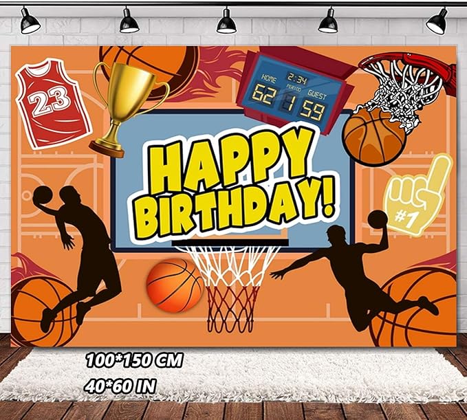 Basketball Party Supplies, Basketball Sports Theme Birthday Party Supplies Tableware Set,Include Basketball Plates and Napkins,Cups,Banner,Tablecloth for Basketball Birthday Decorations (Set C)