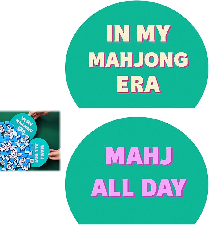 Soulchen 2 Pcs Mahjong Tile Mixer Shufflers for Mixing and Shuffling Tiles Plastic Mahjong Accessories Gifts for Lovers Games Decorative Printed Design (Green Semicircle Style)
