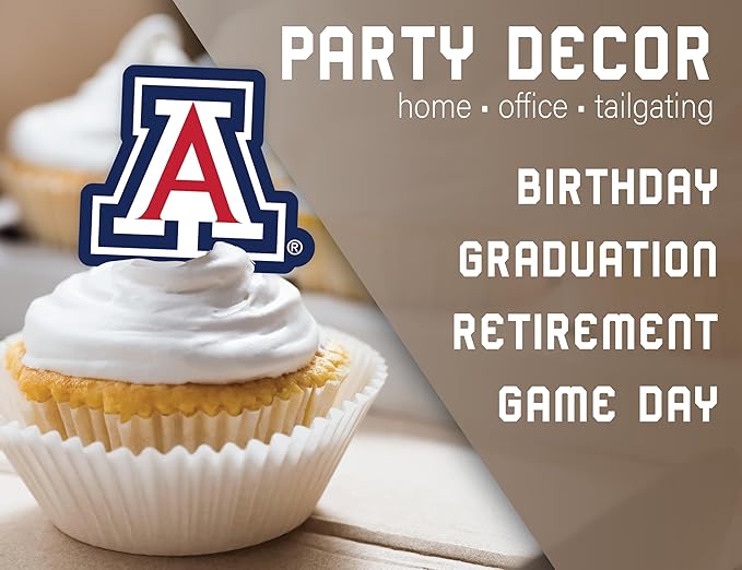 University of Arizona Cupcake Topper Party Supplies for UA Football, Birthday, Graduation Party Decorations (24 Pieces) (Arizona Wildcats)