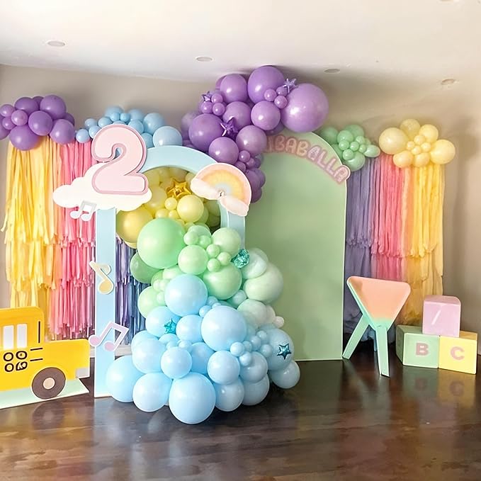 Pastel Balloons, 60PCS Macaron Pink Purple Blue Latex Balloon, Pastel Color Ice Cream Balloon for Kids Rainbow Party Baby Shower Wedding Unicorn Ice Cream Birthday Party Decorations Supplies