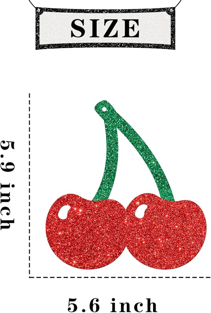 Fruit Cherry Hanging Swirl Decorations - Glitter 16 Pcs Baby Shower Party Supplies - Girl Cherry Birthday Party - Engagement - Wedding Streamers - Sweet Cherry Party Foil Swirls Ceiling Decorations