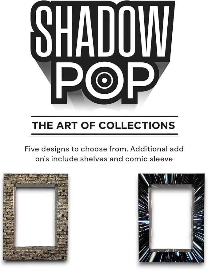 Stone Design Shadowbox Frame – USA Made Showcase for Figurines, Collectibles, Comic Books, Actions Figures, Toys – Lightweight & Durable Corrugated Display Case with Optional Shelves (2 Pack)