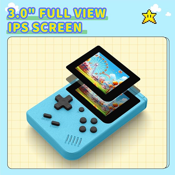 Retro Handheld Games Console Built-in 400 Video Games, Portable Handheld Emulator with 3.0 Inch Screen, Mini Travel Retro Gaming Consle (Blue)