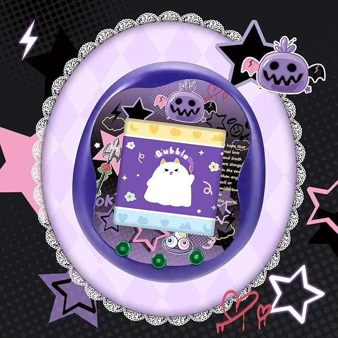 Holographic Laser Faceplate Sticker for Tamagotchi Uni, Self-Adhesive DIY Face Plate Decal, Shimmering Protective Skin for Virtual Pet - (for uni-Devil Purple)