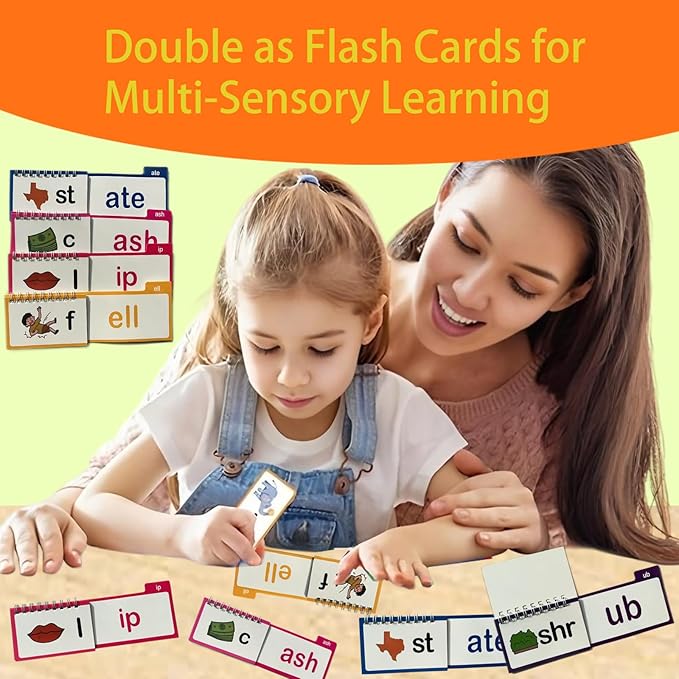 30 Read and Rhyme Flip Books, Phonics Flash Cards Word Family Build Book，Sight Words Kindergarten, Word Family Activities, Learning to Read Games, Preschool Homeschool Classroom Supplies