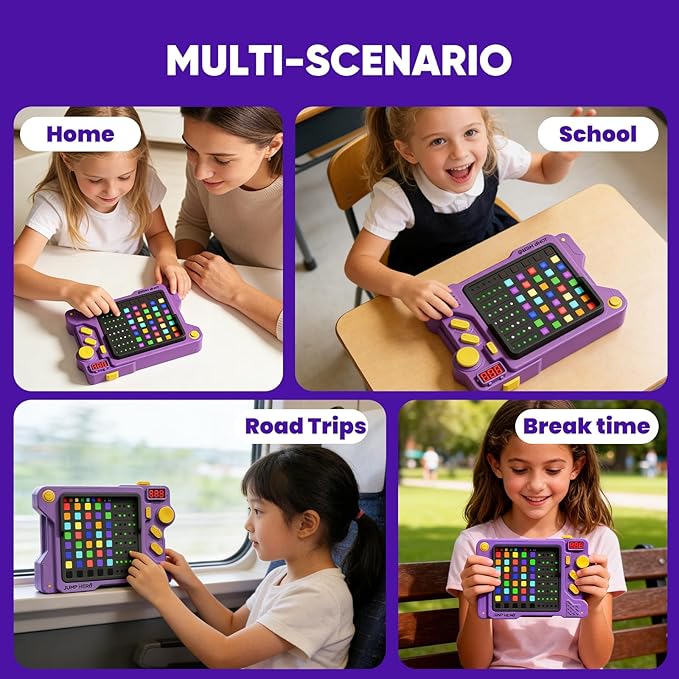 Super Decoder Game, 4-in-1 Code Breakers Puzzle Game, Handheld Games for Kids and Adults, Birthday Gift for Boys and Girls, Travel Games for Road Trip (Purple)