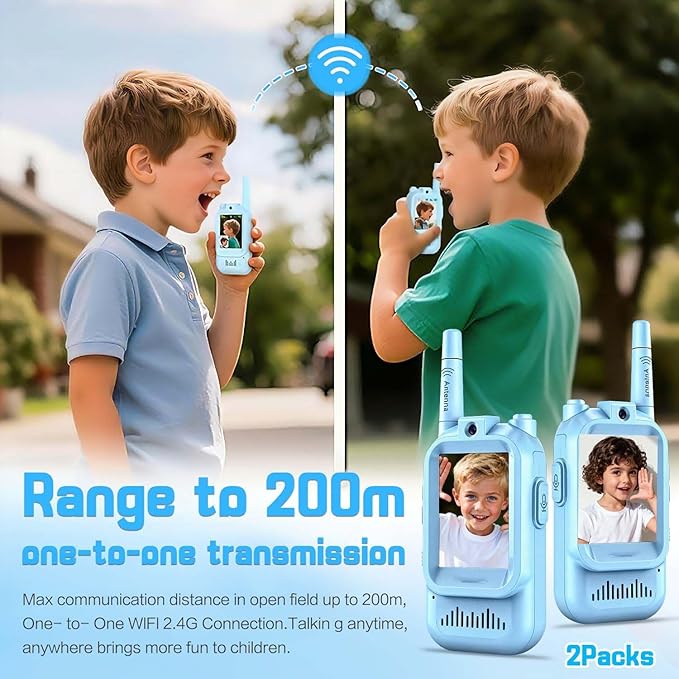 𝟮𝟬𝟮6𝗡𝗲𝘄 Kids Video Walkie Talkie, Upgraded Version 2 Pack Rechargeable Kids Video Walkie Talkie, Indoor Outdoor Family Toy, Camping, Hiking, Suitable for Boys and Girls