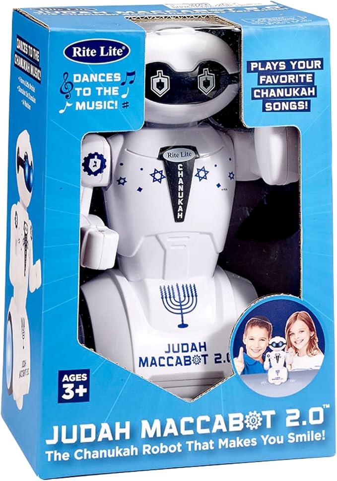 Rite Lite Maccabot 2.0 Chanukah Robot - Great Hanukkah Gift for Kids! - Hanukkah Robot Toy Plays 3 Chanukah Songs
