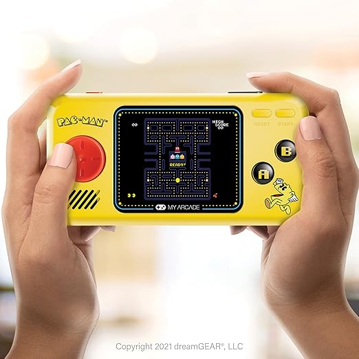 My Arcade Pocket Player Handheld Game Console Pac-Man, Pac-Panic, Pac-Mania, Collectible, Full Color Display, Speaker, Volume Controls, Headphone Jack, Battery or Micro USB Powered - Electronic Games
