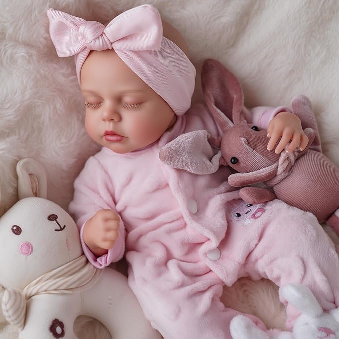 BABESIDE 12 Inch Lifelike Reborn Baby Dolls Vinyl Full Body, Soft Realistic Baby Doll Sweet Sleeping Preemie Real Life Baby Dolls Easy to Hold with Accessories Gift Set for Kids Age 3+