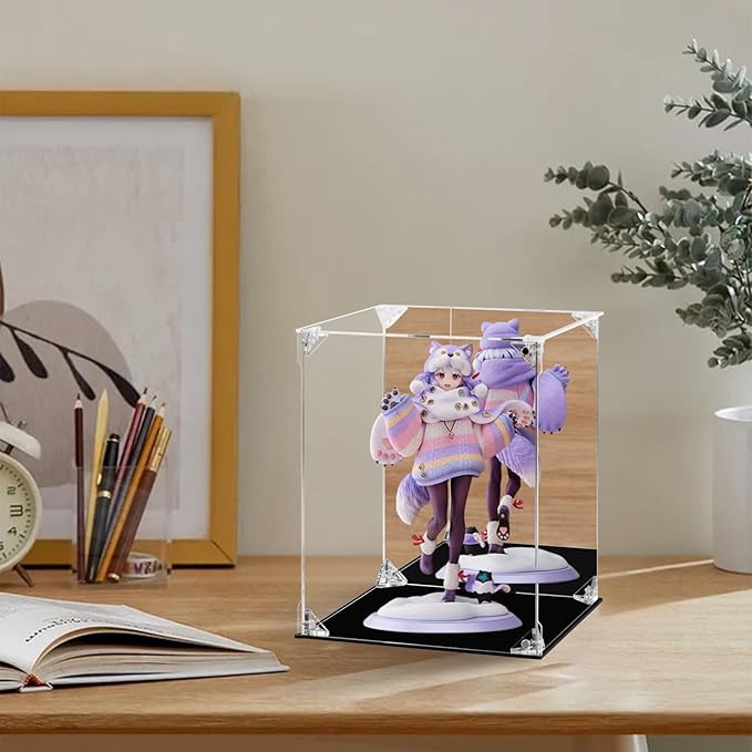 Acrylic Display Case Clear Action Figure Display Case with Mirrored Back, Dustproof Protection Display Box Alternative Glass Case for Collectibles Figures Models Doll Toys (8x8x10 inch, 20x20x25 cm)