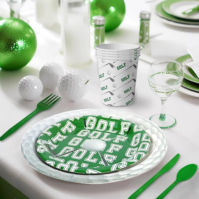 Golf Party Decorations Set - Golf Party Plates, Cups, Napkins, and Cutlery for a Captivating Celebration - Disposable and Stylish Golf Party Supplies for Birthdays and Events