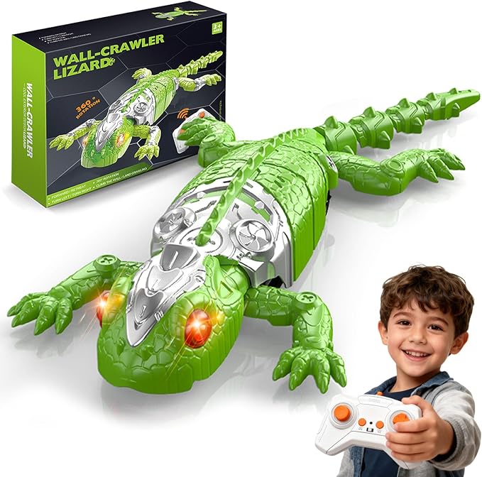 RC Wall Climbing Gecko,Glow in The Dark Wall Climbing Toy,Fun Prank & Climbing Toy for Boys & Girls Ages 3, 4, 5, 6, 7, 8. (Green)