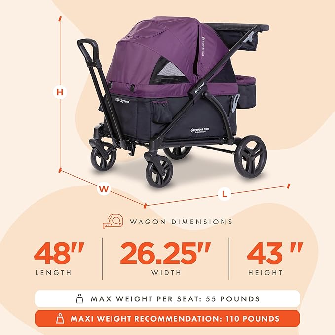 Baby Trend Navigator Plus 2-in-1 Stroller Wagon, Dash Plum