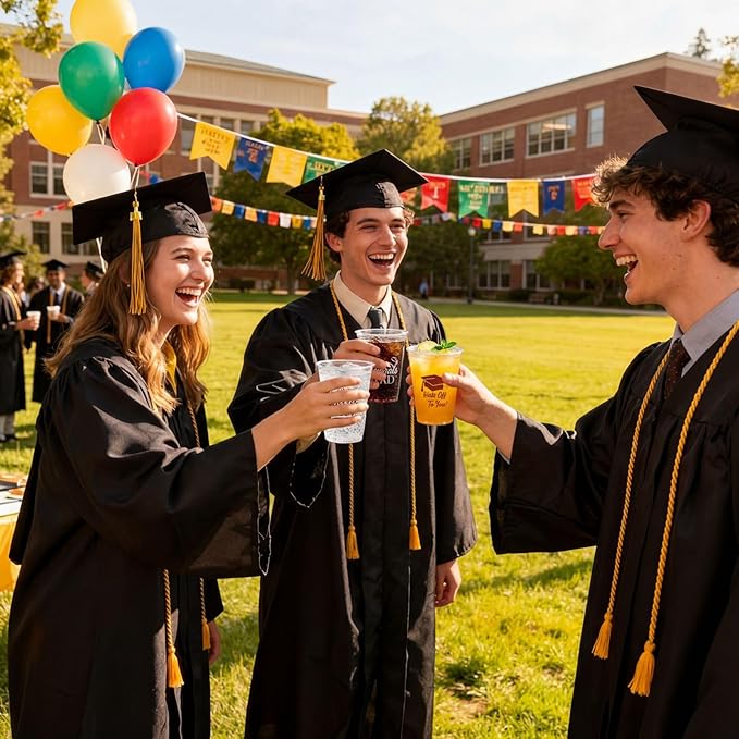 Eaasty 200 Pcs 12oz Graduation Cups 2026 Disposable Plastic Cups for Class of 2026 Graduation Party Congrats Grad Elegant Party Supplies Tableware Decorations (Wine Red)