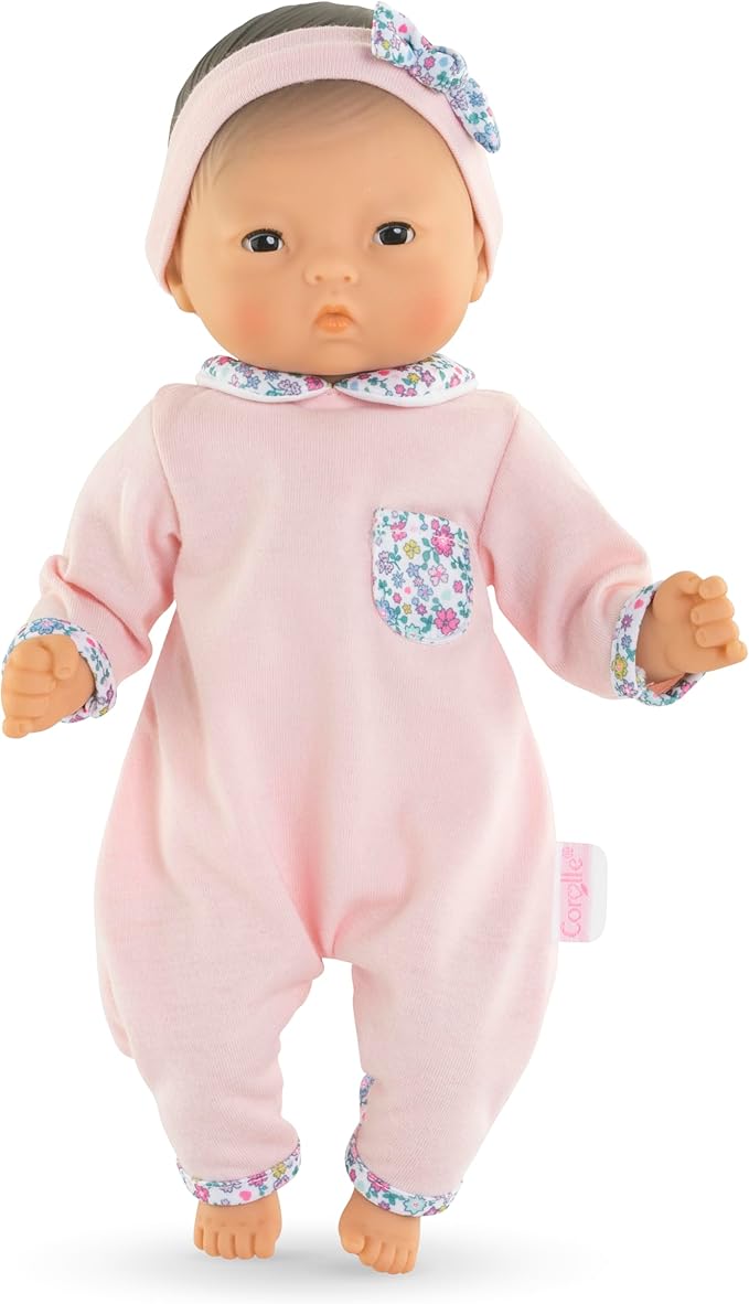 Corolle Bébé Calin Mila - 12" Soft Boy Baby Doll with Vanilla Scent, Pink Outfit & Sleeping Eyes for Girls Ages 18 Months+, Cute Reborn Realistic Baby Dolls for 2 Year Old Girls