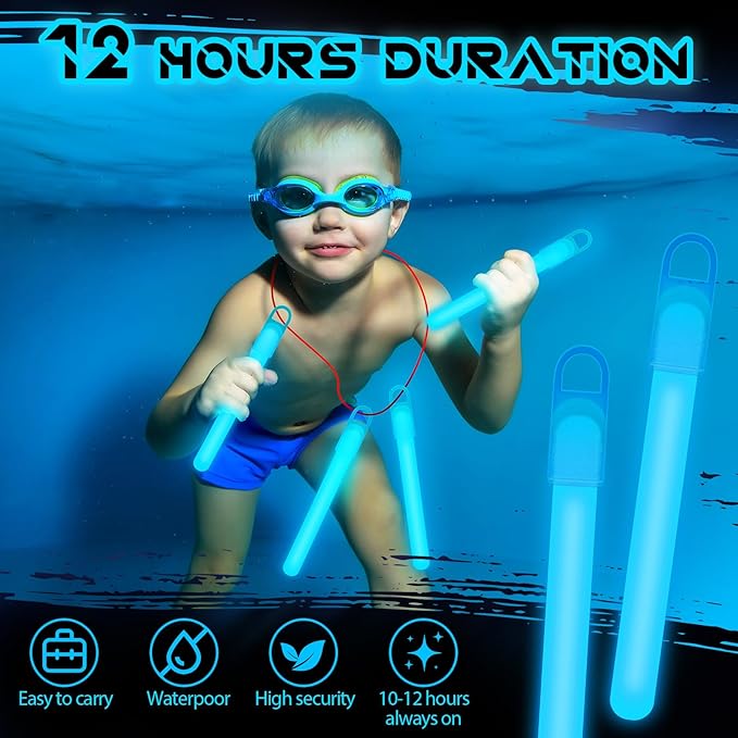 Lewtemi 50 Pack 4" or 6" Bright Glow Sticks Bulk, Glow in the Dark Party Supplies Birthday and Holidays (4 Inch,Blue)