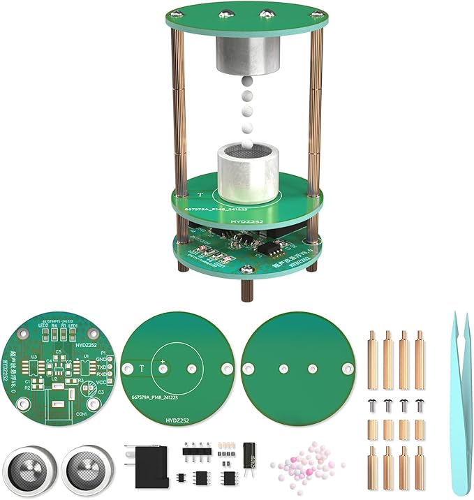 Electric Ultrasonic Levitator Kit, Soldering Projects Mini Cool Acoustic Levitator, Soldering Practice Kit DIP Version for Learning Teaching STEM Education Ideal Gift for Friends and Family (Green)