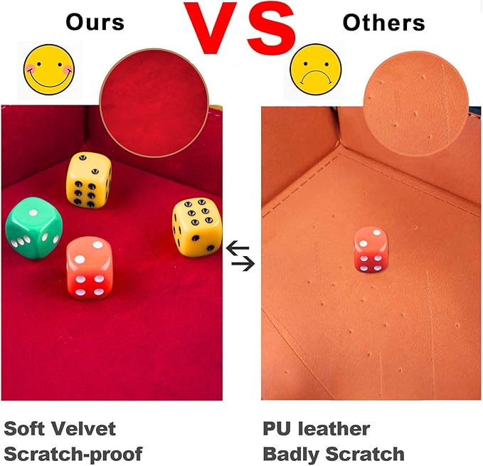 SIQUK 2 Pieces Dice Tray PU Leather Dice Folding Hexagon Tray Dice Holder for Dice Games Like RPG, DND and Other Table Games (Red and Royal Blue)