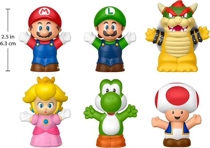Fisher-Price Little People Toddler Toy My Mario 6-Piece Character Figure Set for Preschool Pretend Play Kids Ages 18+ Months