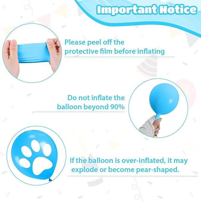 Paw Print Balloons, 12 Inch Navy Light Blue White Paw Print Confetti Dog Birthday Balloons for Boy Girl Dog Birthday Party Decorations Baby Shower Graduation Celebration Backdrop