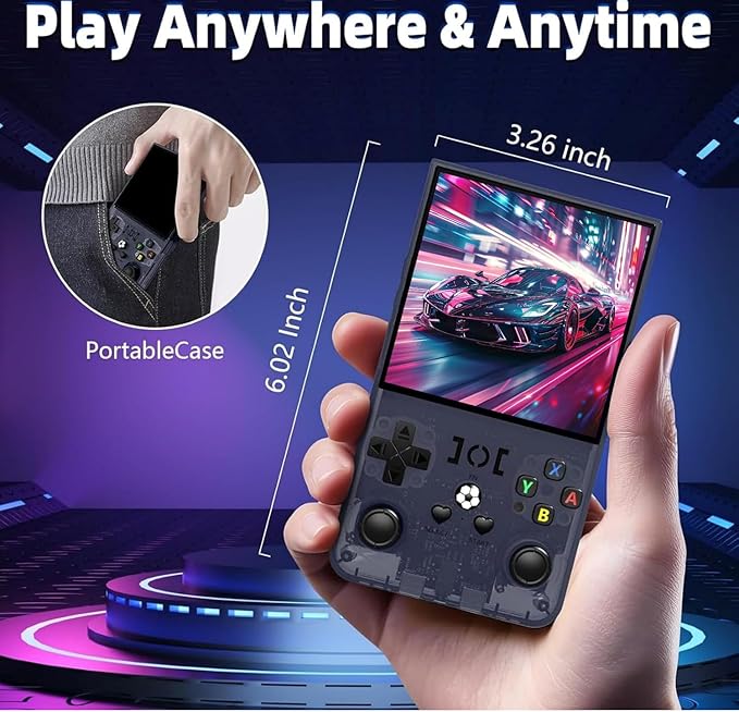 R36MAX Retro Game Console (R36S New Upgrade) - 4K HD 4.0" IPS Screen, 128GB Preloaded 22,000+ Retro Games, Open-Source Linux System, 4000mAh Rechargeable, Portable Video Games (Gray 128G)