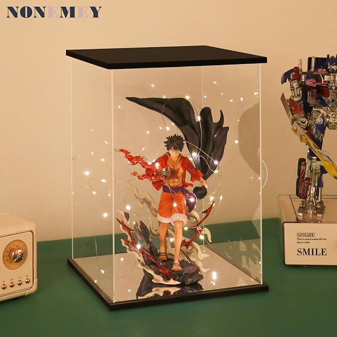 NONEMEY Clear Acrylic Display Case with Remote Control Light for Collectibles, Dustproof Model Showcase Organizer Box, Display Case for Collectibles (20x14x30.7inch,51x36x78cm)