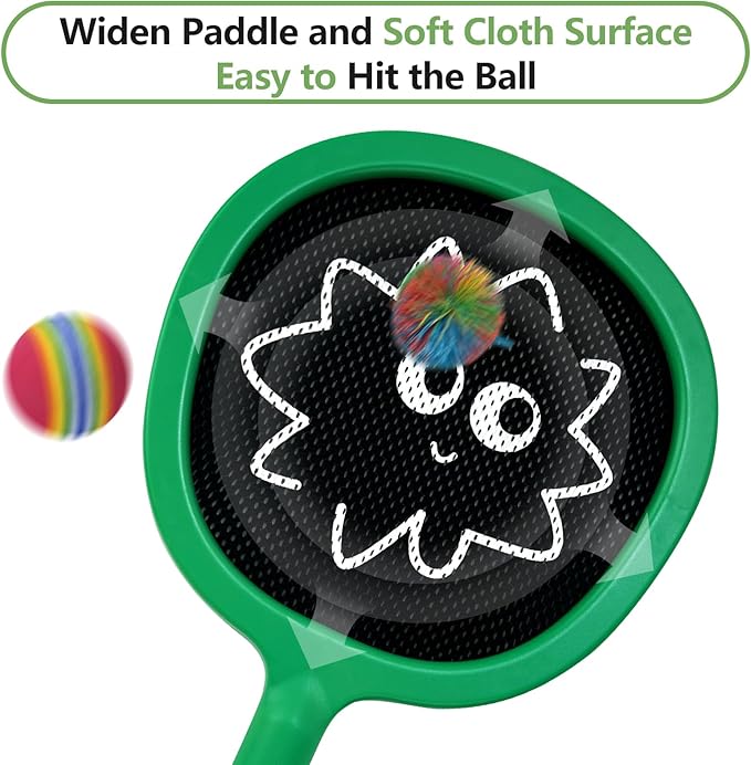 Portable Paddles and Bouncy Balls Set for Kids or Adults’ Indoor Outdoor Activities, Sport Game for Beginner or Intermediate, Swing Racket in Beach Pool Backyard Playground Lawn Park or Court
