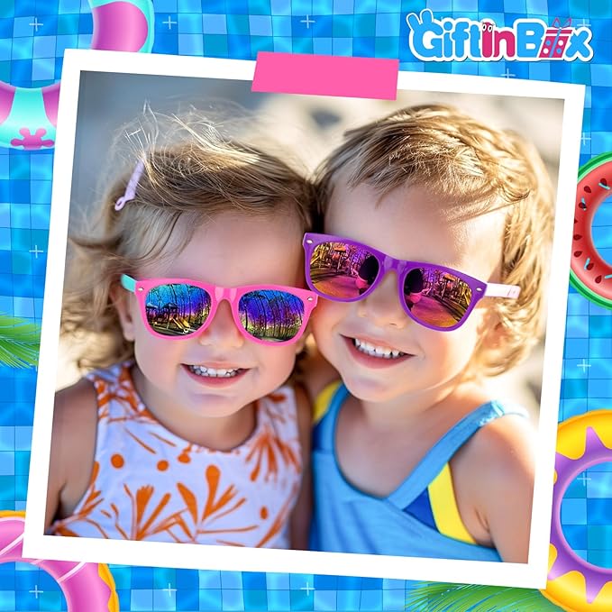 GIFTINBOX Kids Sunglasses Party Favors for Boys & Girls,Neon Toddler Sunglasses bulk with UV400 Protection, Pool Beach Party Favors, Goodie Bags Stuffers for Birthday Party -16pack