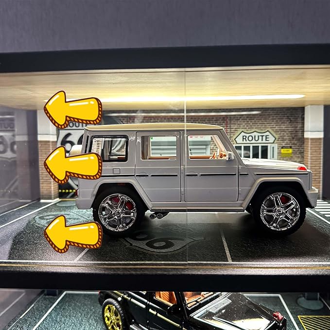 1:24 Die-cast car Model Display case with USB Lights. Alloy Car Collectibles Scene Parking Lot. Sports car Diorama Garage for Lego Speed