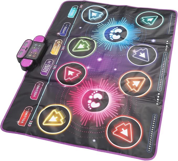 Interactive Dance Mat for Kids, 2 Player Electronic Dance Pad with Music & Game Modes for Siblings or Friends