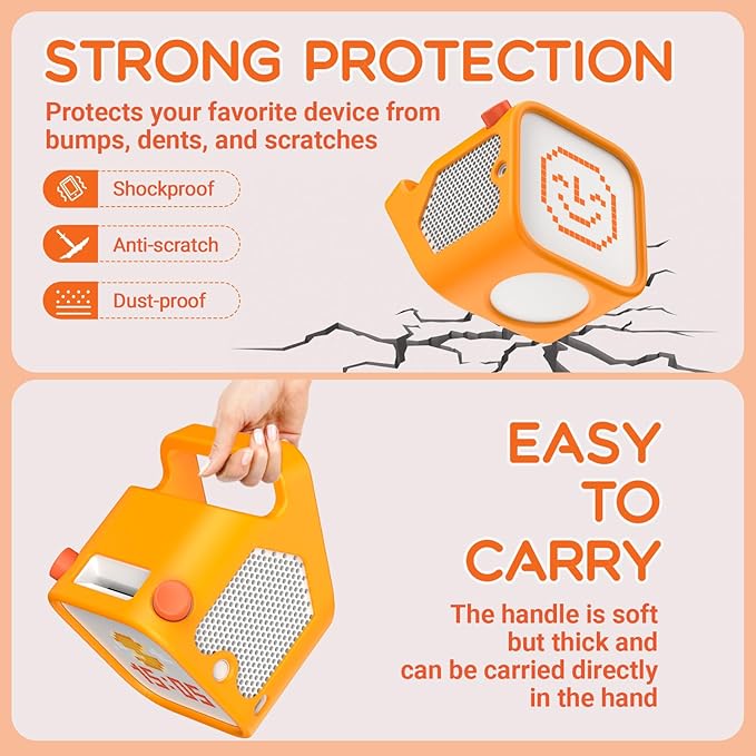 Silicone Case for Yoto Player (3rd Gen.), Anti-Slip Skin Cover,Orange