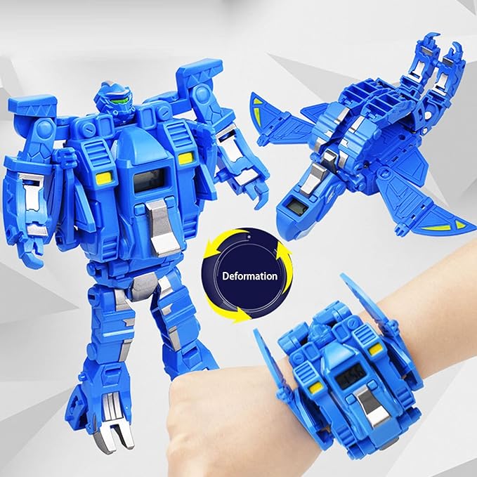 Transformer Watch Dinosaur Robot Toys,Transforming Deformation Electronic Watch Dinosaur Animal Robot Toys for Kids Boys Girls Age 4 5 6 7 8 (White)